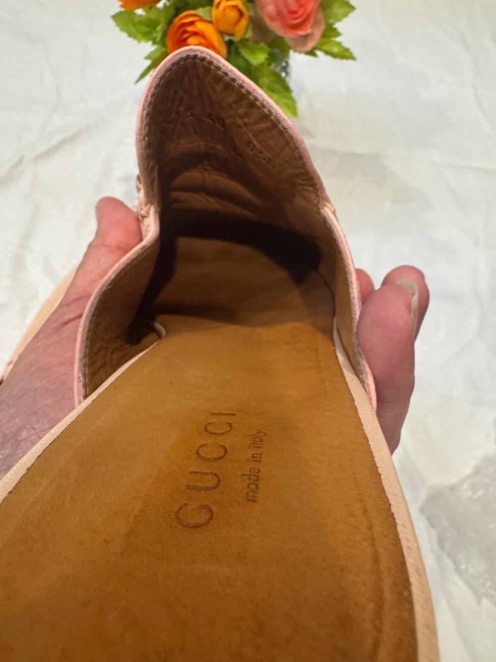 Gucci Blush Pink Leather Horsebit Backless Mules - Picture 12 of 13